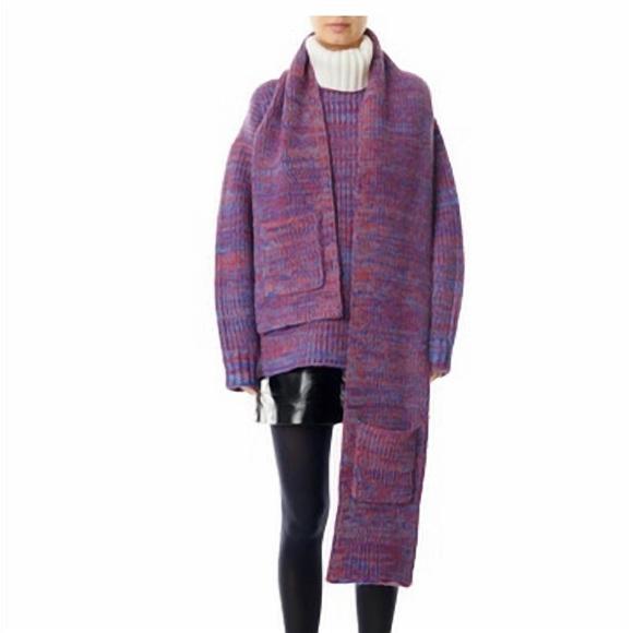 NEW TIBI tweedy sweater scarf in blue multi - Picture 1 of 1